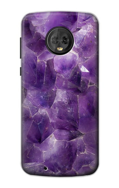 S3713 パープルクォーツアメジストグラフィックプリント Purple Quartz Amethyst Graphic Printed Motorola Moto G6 バックケース、フリップケース・カバー