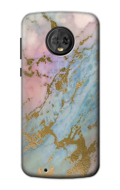 S3717 ローズゴールドブルーパステル大理石グラフィックプリント Rose Gold Blue Pastel Marble Graphic Printed Motorola Moto G6 バックケース、フリップケース・カバー