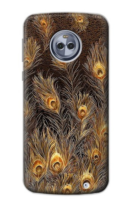 S3691 ゴールドピーコックフェザー Gold Peacock Feather Motorola Moto X4 バックケース、フリップケース・カバー