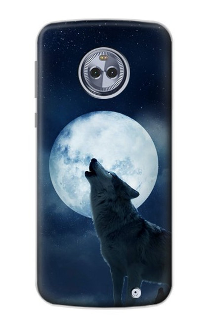 S3693 グリムホワイトウルフ満月 Grim White Wolf Full Moon Motorola Moto X4 バックケース、フリップケース・カバー