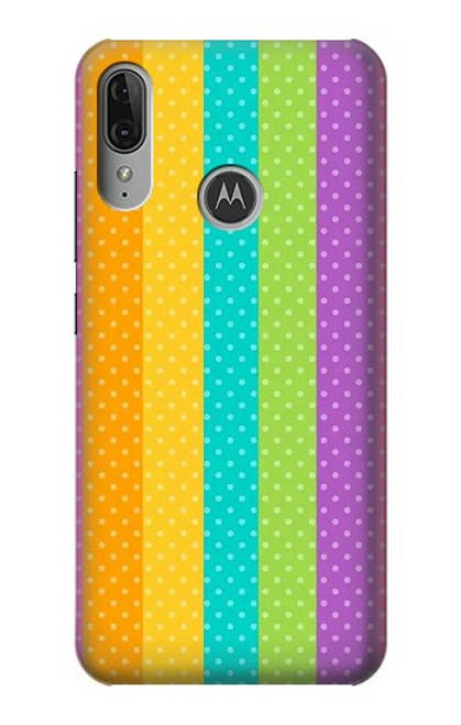 S3678 カラフルなレインボーバーティカル Colorful Rainbow Vertical Motorola Moto E6 Plus, Moto E6s バックケース、フリップケース・カバー