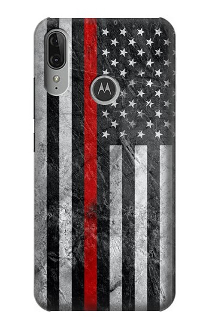 S3687 消防士細い赤い線アメリカの国旗 Firefighter Thin Red Line American Flag Motorola Moto E6 Plus, Moto E6s バックケース、フリップケース・カバー