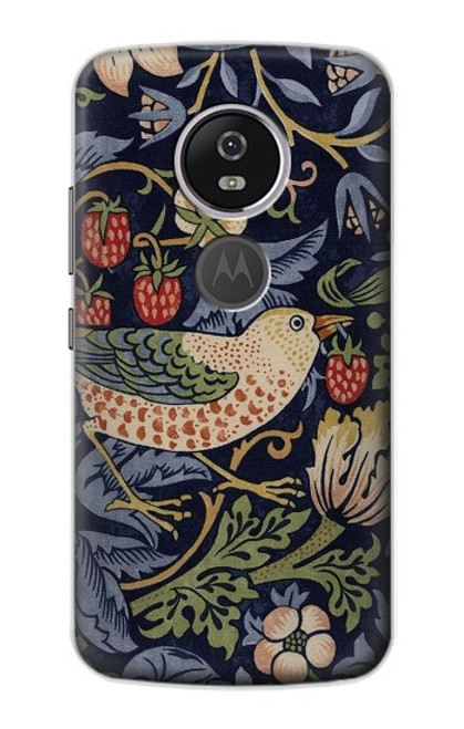 S3791 ウィリアムモリスストロベリーシーフ生地 William Morris Strawberry Thief Fabric Motorola Moto E5 Plus バックケース、フリップケース・カバー