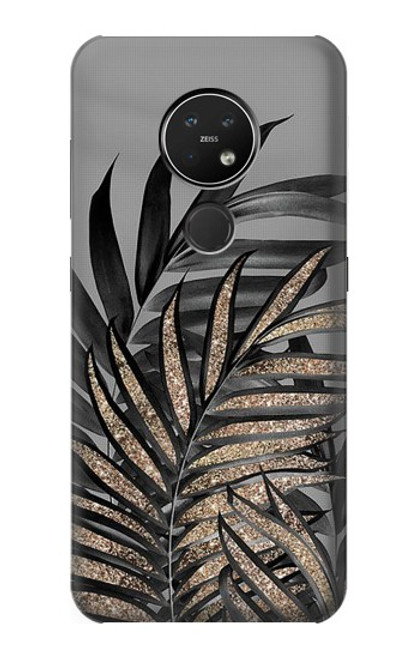 S3692 灰色の黒いヤシの葉 Gray Black Palm Leaves Nokia 7.2 バックケース、フリップケース・カバー