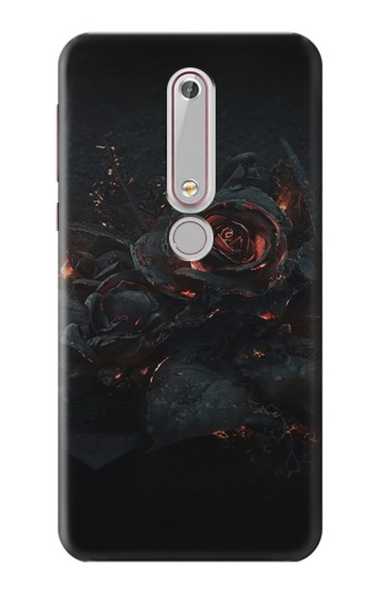 S3672 バーンドローズ Burned Rose Nokia 6.1, Nokia 6 2018 バックケース、フリップケース・カバー