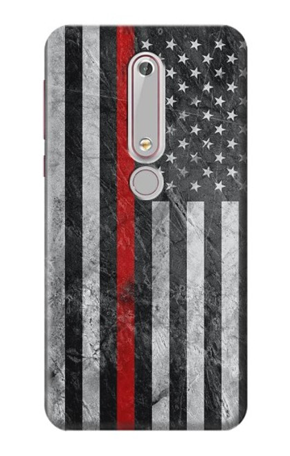 S3687 消防士細い赤い線アメリカの国旗 Firefighter Thin Red Line American Flag Nokia 6.1, Nokia 6 2018 バックケース、フリップケース・カバー