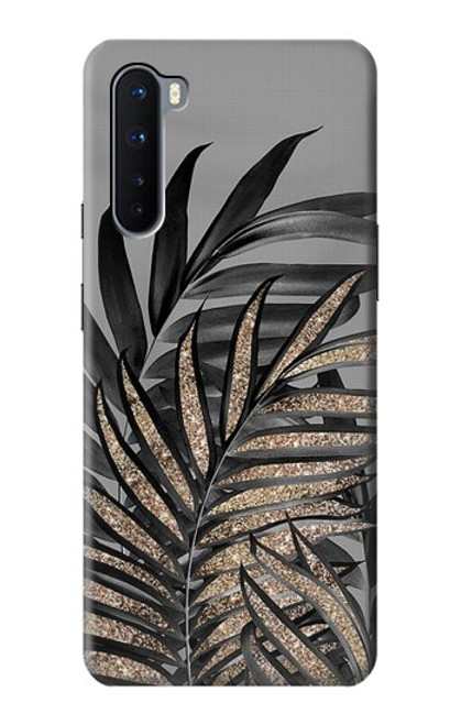 S3692 灰色の黒いヤシの葉 Gray Black Palm Leaves OnePlus Nord バックケース、フリップケース・カバー