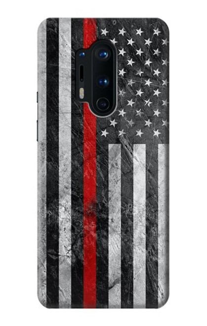 S3687 消防士細い赤い線アメリカの国旗 Firefighter Thin Red Line American Flag OnePlus 8 Pro バックケース、フリップケース・カバー