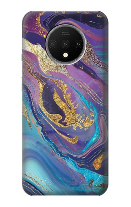 S3676 カラフルな抽象的な大理石の石 Colorful Abstract Marble Stone OnePlus 7T バックケース、フリップケース・カバー