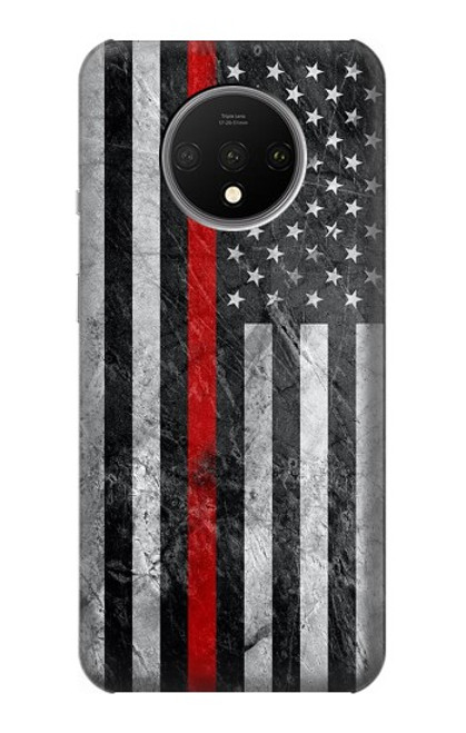 S3687 消防士細い赤い線アメリカの国旗 Firefighter Thin Red Line American Flag OnePlus 7T バックケース、フリップケース・カバー