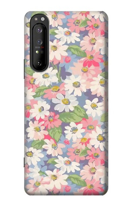 S3688 花の花のアートパターン Floral Flower Art Pattern Sony Xperia 1 II バックケース、フリップケース・カバー