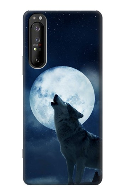 S3693 グリムホワイトウルフ満月 Grim White Wolf Full Moon Sony Xperia 1 II バックケース、フリップケース・カバー