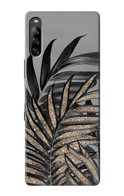 S3692 灰色の黒いヤシの葉 Gray Black Palm Leaves Sony Xperia L4 バックケース、フリップケース・カバー