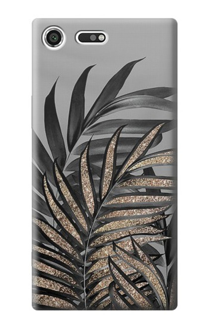 S3692 灰色の黒いヤシの葉 Gray Black Palm Leaves Sony Xperia XZ Premium バックケース、フリップケース・カバー