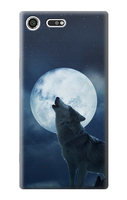 S3693 グリムホワイトウルフ満月 Grim White Wolf Full Moon Sony Xperia XZ Premium バックケース、フリップケース・カバー