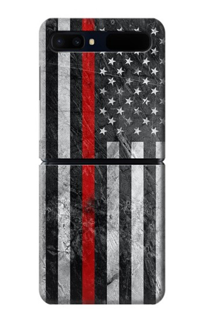 S3687 消防士細い赤い線アメリカの国旗 Firefighter Thin Red Line American Flag Samsung Galaxy Z Flip 5G バックケース、フリップケース・カバー