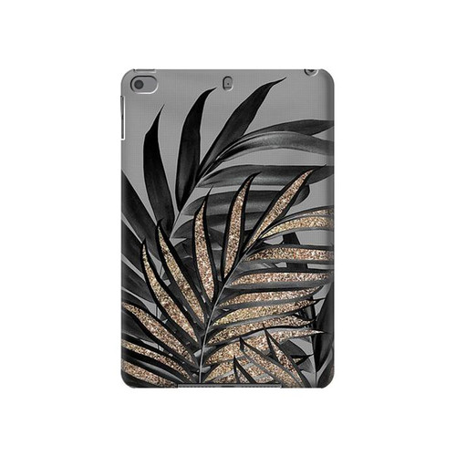 S3692 灰色の黒いヤシの葉 Gray Black Palm Leaves iPad mini 4, iPad mini 5, iPad mini 5 (2019) タブレットケース