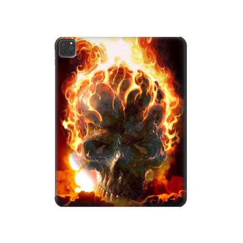 S0863 地獄火スカル Hell Fire Skull iPad Pro 11 (2021,2020,2018, 3rd, 2nd, 1st) タブレットケース