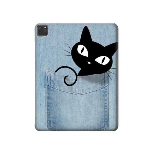 S2641 ポケット黒猫 Pocket Black Cat iPad Pro 11 (2021,2020,2018, 3rd, 2nd, 1st) タブレットケース