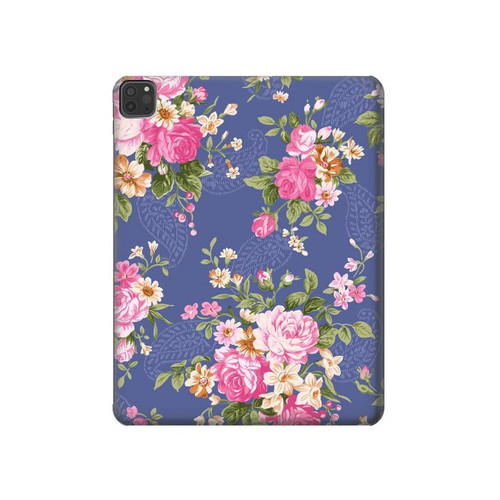 S3265 ヴィンテージ花柄 Vintage Flower Pattern iPad Pro 11 (2021,2020,2018, 3rd, 2nd, 1st) タブレットケース