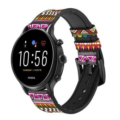 CA0258 アステカ部族のパターン Aztec Tribal Pattern レザーシリコン フォッシル スマート ウォッチバンド