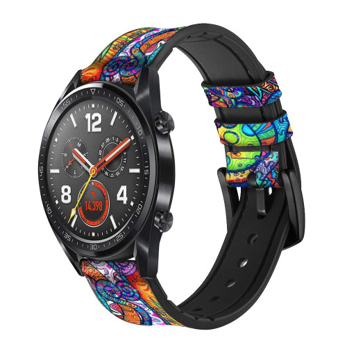 CA0639 カラフルパターン Colorful Art Pattern レザーシリコン 腕時計バンド