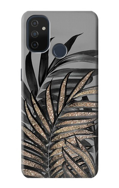 S3692 灰色の黒いヤシの葉 Gray Black Palm Leaves OnePlus Nord N100 バックケース、フリップケース・カバー