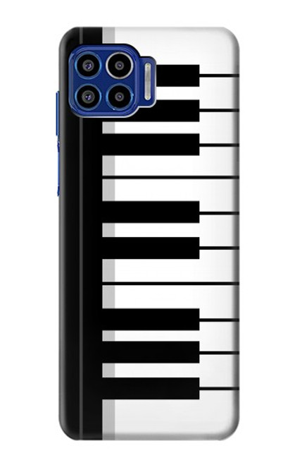 S3078 黒と白のピアノキーボード Black and White Piano Keyboard Motorola One 5G バックケース、フリップケース・カバー