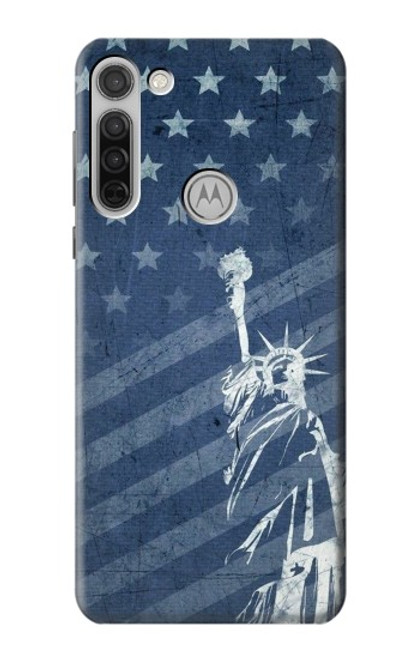 S3450 米国旗の自由の女神 US Flag Liberty Statue Motorola Moto G8 バックケース、フリップケース・カバー