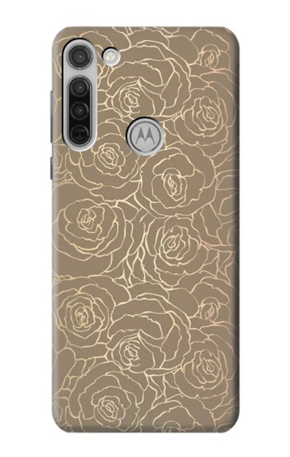 S3466 ゴールドローズ柄 Gold Rose Pattern Motorola Moto G8 バックケース、フリップケース・カバー