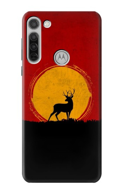 S3513 鹿の夕日 Deer Sunset Motorola Moto G8 バックケース、フリップケース・カバー