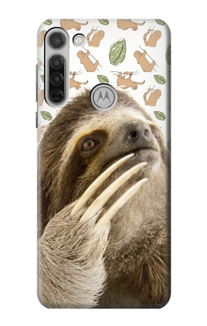 S3559 ナマケモノ Sloth Pattern Motorola Moto G8 バックケース、フリップケース・カバー