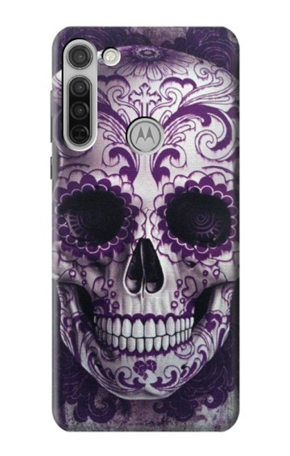 S3582 紫の頭蓋骨 Purple Sugar Skull Motorola Moto G8 バックケース、フリップケース・カバー