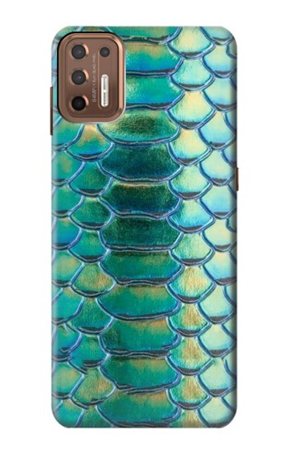 S3414 緑のヘビの鱗 グラフィックプリント Green Snake Scale Graphic Print Motorola Moto G9 Plus バックケース、フリップケース・カバー