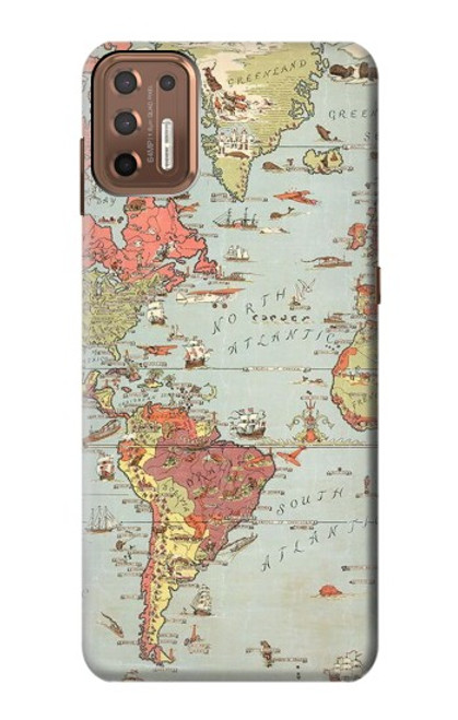 S3418 ヴィンテージの世界地図 Vintage World Map Motorola Moto G9 Plus バックケース、フリップケース・カバー