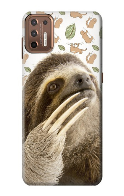 S3559 ナマケモノ Sloth Pattern Motorola Moto G9 Plus バックケース、フリップケース・カバー