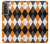 S3421 黒 オレンジ 白 アーガイルプラッド Black Orange White Argyle Plaid Samsung Galaxy S21 5G バックケース、フリップケース・カバー