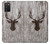 S2505 トナカイ古い木材グラフィックプリント Reindeer Head Old Wood Texture Graphic Printed Samsung Galaxy A03S バックケース、フリップケース・カバー