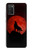 S2955 狼は赤月にハウリング Wolf Howling Red Moon Samsung Galaxy A03S バックケース、フリップケース・カバー