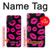 S2933 ピンクの唇のキス Pink Lips Kisses on Black Samsung Galaxy A22 4G バックケース、フリップケース・カバー