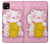 S3025 招き猫 Pink Maneki Neko Lucky Cat Samsung Galaxy A22 5G バックケース、フリップケース・カバー