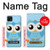 S3029 かわいい青いフクロウ Cute Blue Owl Samsung Galaxy A22 5G バックケース、フリップケース・カバー