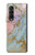 S3717 ローズゴールドブルーパステル大理石グラフィックプリント Rose Gold Blue Pastel Marble Graphic Printed Samsung Galaxy Z Fold 3 5G バックケース、フリップケース・カバー