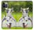 S3795 不機嫌子猫遊び心シベリアンハスキー犬ペイント Grumpy Kitten Cat Playful Siberian Husky Dog Paint iPhone 12, iPhone 12 Pro バックケース、フリップケース・カバー