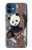 S3793 かわいい赤ちゃん雪パンダのペイント Cute Baby Panda Snow Painting iPhone 12 mini バックケース、フリップケース・カバー