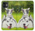 S3795 不機嫌子猫遊び心シベリアンハスキー犬ペイント Grumpy Kitten Cat Playful Siberian Husky Dog Paint iPhone 11 バックケース、フリップケース・カバー