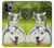 S3795 不機嫌子猫遊び心シベリアンハスキー犬ペイント Grumpy Kitten Cat Playful Siberian Husky Dog Paint iPhone 11 Pro Max バックケース、フリップケース・カバー