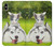 S3795 不機嫌子猫遊び心シベリアンハスキー犬ペイント Grumpy Kitten Cat Playful Siberian Husky Dog Paint iPhone XS Max バックケース、フリップケース・カバー