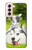 S3795 不機嫌子猫遊び心シベリアンハスキー犬ペイント Grumpy Kitten Cat Playful Siberian Husky Dog Paint Samsung Galaxy S21 5G バックケース、フリップケース・カバー