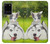 S3795 不機嫌子猫遊び心シベリアンハスキー犬ペイント Grumpy Kitten Cat Playful Siberian Husky Dog Paint Samsung Galaxy S20 Plus, Galaxy S20+ バックケース、フリップケース・カバー